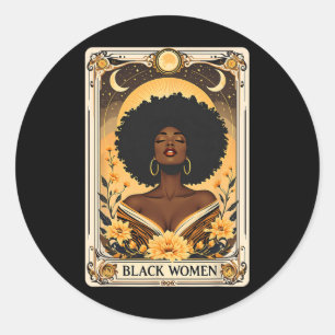 Sticker Rond Femmes Noires Cheveux Afro Mois de l'Histoire des