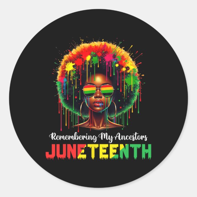 Sticker Rond Femmes Noires Juneteenth Se souvenir de mes ancêtr (Devant)