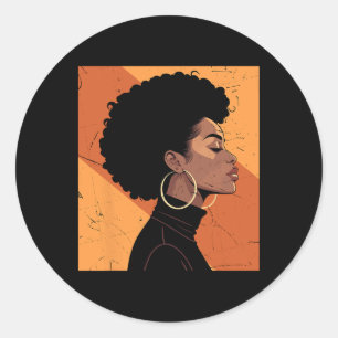 Sticker Rond Femmes noires rétro Afro Melanin Junetten