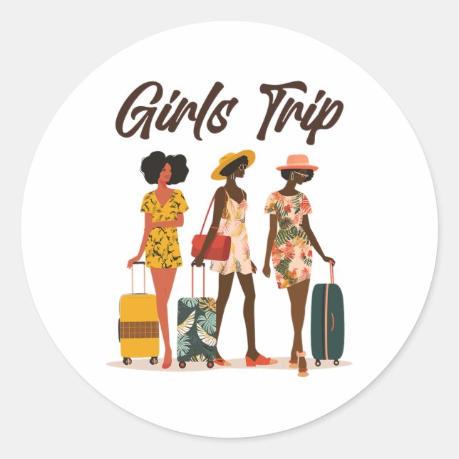 Sticker Rond Femmes noires Voyage Afro Queen Melanin Africain (Devant)