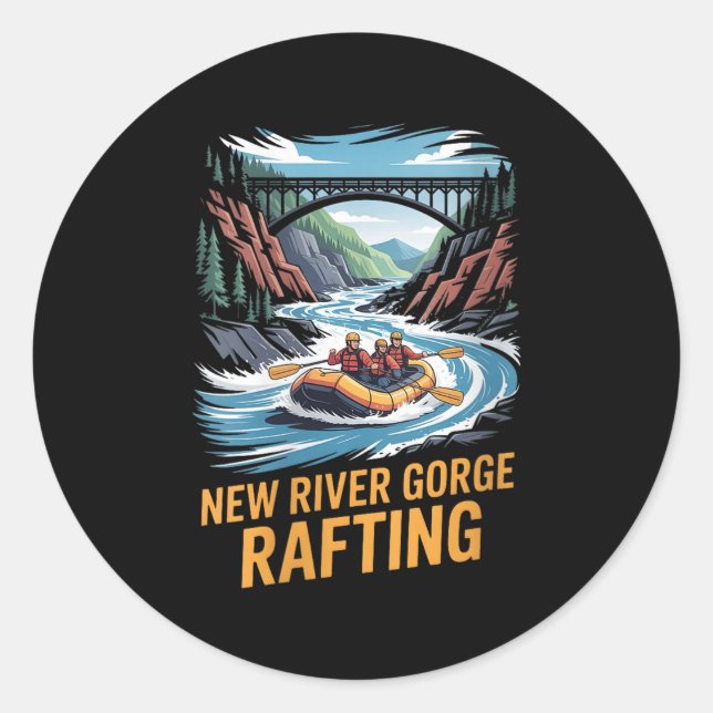 Sticker Rond Femmes Nouvelle Gorge de rivière Rafting Whitewate (Devant)