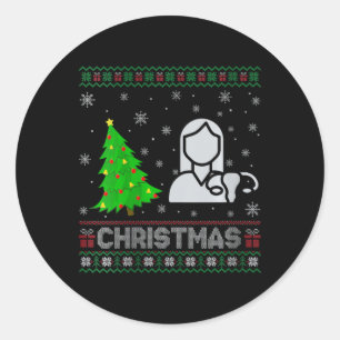 Sticker Rond FEMMES Ob Infirmière Xmas Arbre Éclairage Noël lai