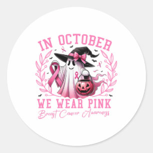 Sticker Rond Femmes Octobre Nous Portons Pink Breast Cancer Sen