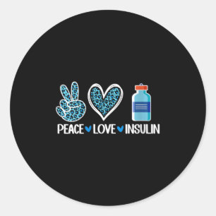Sticker Rond Femmes Peace Love Insuline col V