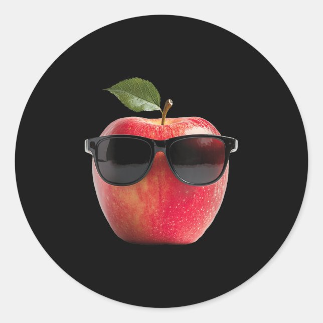 Sticker Rond Femmes Portant des Sungles Drôle Costume Fruit Gra (Devant)