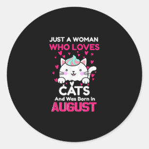 Sticker Rond Femmes Qui Aiment Les Chats Et Qui Sont Nées En Ao