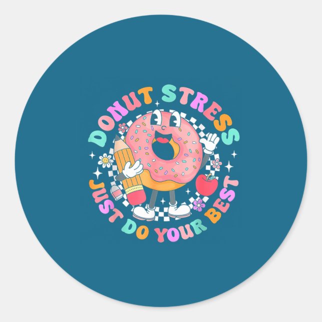 Sticker Rond Femmes Rétro Donut Stress Just (Devant)