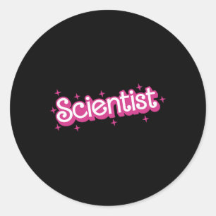 Sticker Rond Femmes Rétro Rose Scientifique Professeur de Scien