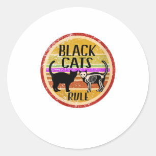 Sticker Rond Femmes Retro Vintage Halloween Scandale Noir c