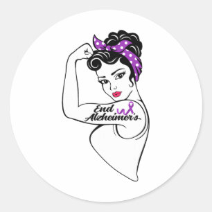 Sticker Rond Femmes Ruban Violet Fort Sensibilisation Heimerhei