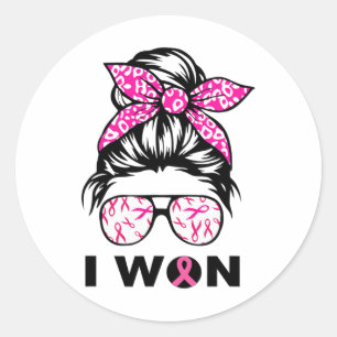Sticker Rond Femmes Sensibilisation au cancer du sein Leopard R
