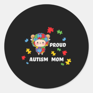 Sticker Rond Femmes Sensibilisations sur l'autisme mignonnes - 