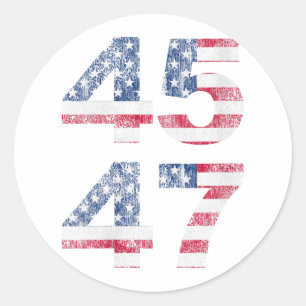 Sticker Rond Femmes Trump 45 47 2024 Président Vintage Détresse