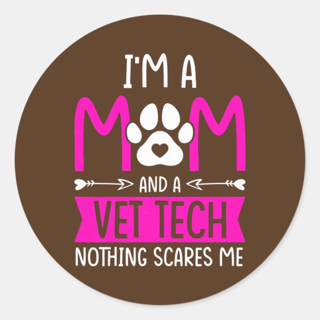 Sticker Rond Femmes Vet Tech Maman Vétérinaire Vétérinaire Vété (Devant)