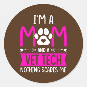 Sticker Rond Femmes Vet Tech Maman Vétérinaire Vétérinaire Vété