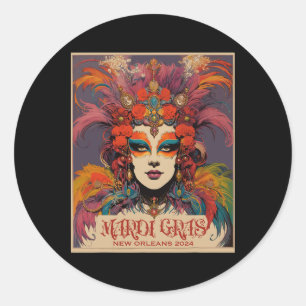 Sticker Rond Femmes vintage Mardi Gras