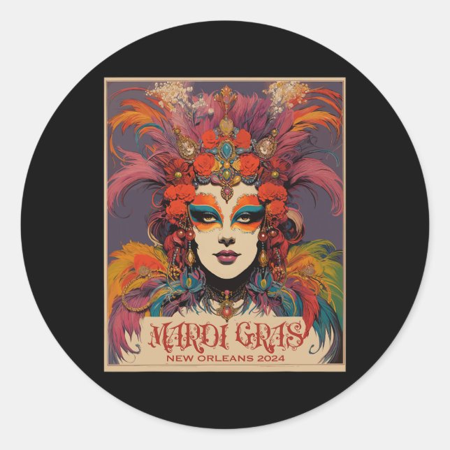 Sticker Rond Femmes vintage Mardi Gras (Devant)