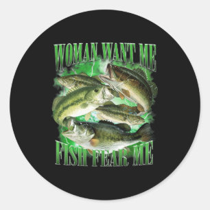 Sticker Rond Femmes Vintage Me Veulent Pêche B Me Craignent Ama
