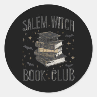 Sticker Rond Femmes Vintage Salem Book Club Chat Noir Bookish