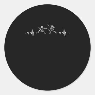 Sticker Rond Fencing hearbeat amusant fencer pouls epee