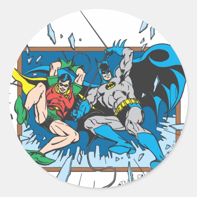Sticker Rond Fenêtre Batman & Robin Shatter (Devant)