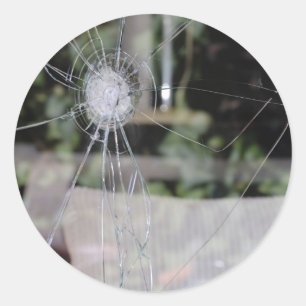 Sticker Rond Fenêtre d'affichage cassée