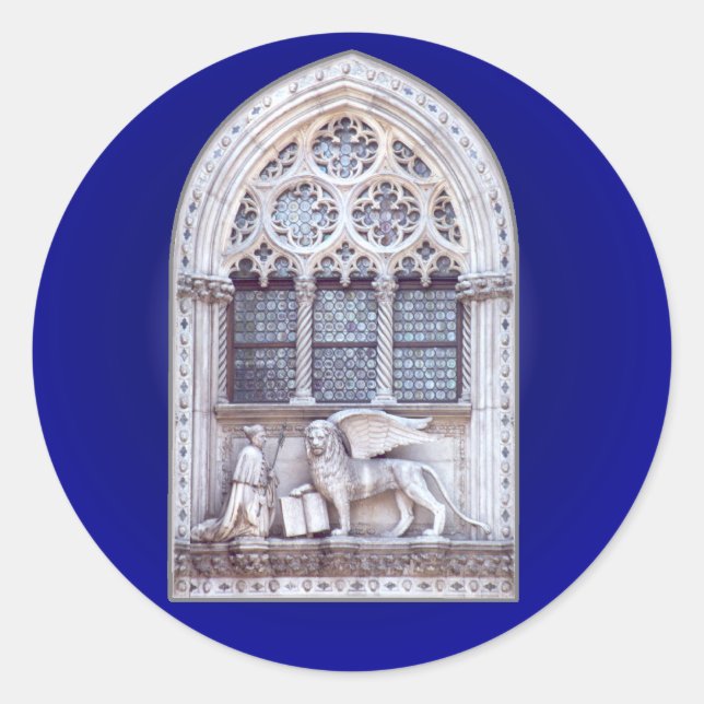 Sticker Rond Fenêtre de lion aile San Marco (Devant)