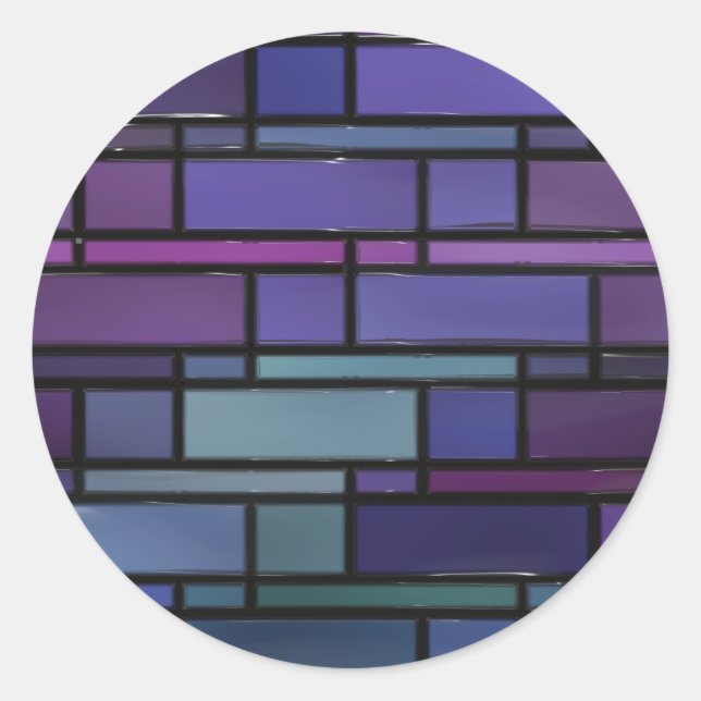 Sticker Rond Fenêtre en verre Turquoise, bleu et violet (Devant)