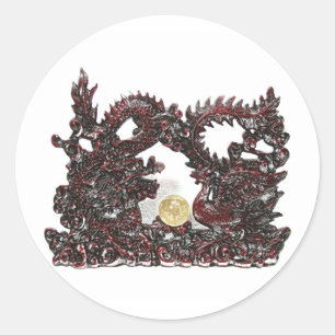 Sticker Rond Feng Shui Dragon & Phoenix