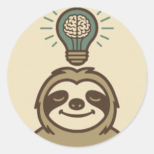 Sticker Rond Fente avec cerveau dans une ampoule