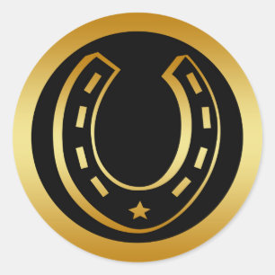 STICKER ROND FER À CHEVAL D'OR