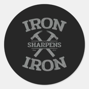 Sticker Rond Fer s'aiguise Proverbes 27_17 Gym Entraînement Hom
