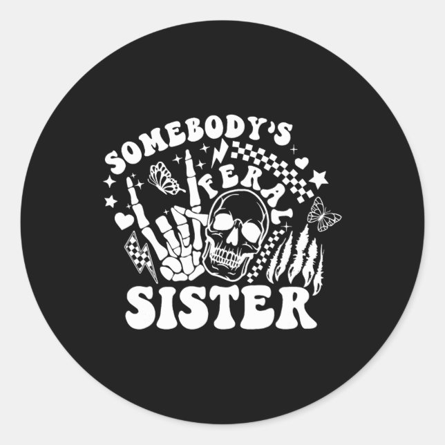 Sticker Rond Feral Sister Mothers Day (Devant)