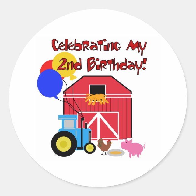 Sticker Rond Ferme 2e anniversaire (Devant)