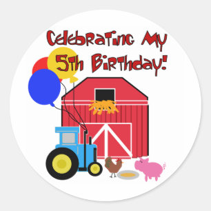 Sticker Rond Ferme 5 Anniversaire T-shirts et cadeaux