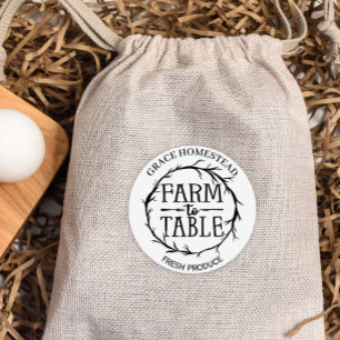 Sticker Rond Ferme à table Ajouter nom Agriculteurs Produit du