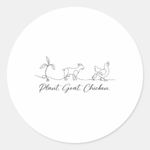 Sticker Rond Ferme Animal Fermier Chèvre Poulet Plante Dame Agr