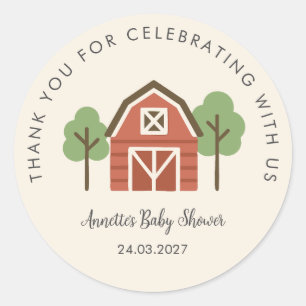 Sticker Rond Ferme Baby shower mou Merci