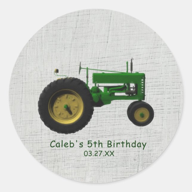 Sticker Rond Ferme Barnyard Tractor Anniversaire Fête Favoriser (Devant)