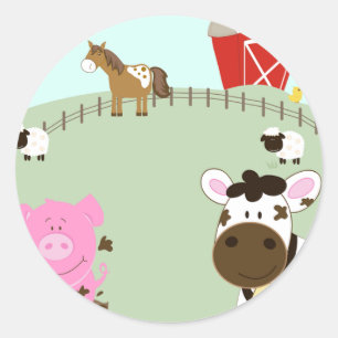 Sticker Rond Ferme Bébés Ferme Enveloppe de triage Phoques