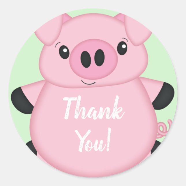 Sticker Rond Ferme de Baby shower de porc (Devant)