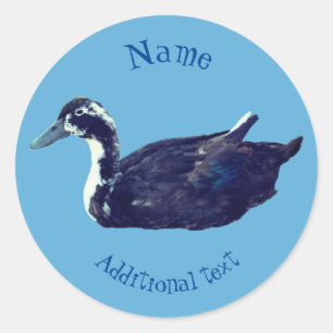 Sticker Rond Ferme de canard noir personnalisée
