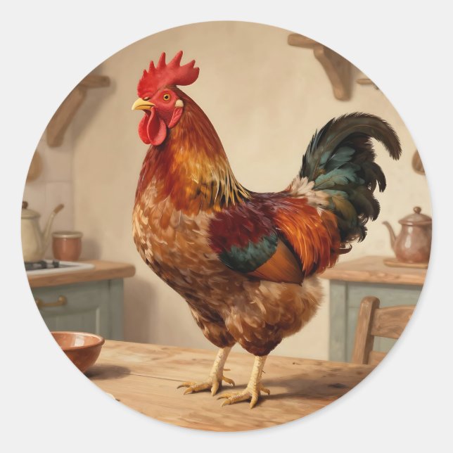 Sticker Rond Ferme de la Fierté de Coq Cuisine Maison (Devant)