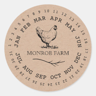 Sticker Rond Ferme de poulet vintage Date limite
