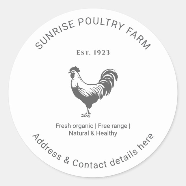 Sticker Rond Ferme de poulets  (Devant)