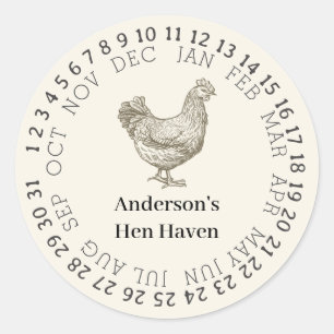 Sticker Rond Ferme de poulets vintage personnalisée