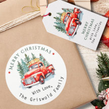 Ferme de sapins de Noël rustique avec camion rouge