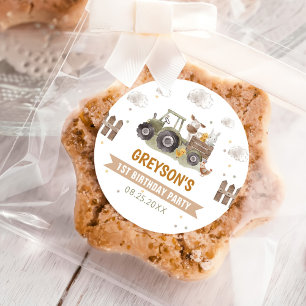 Sticker Rond Ferme de tracteur Animaux de fête d'anniversaire G