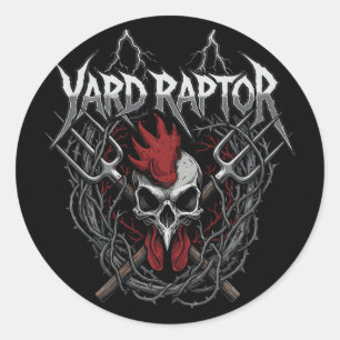 Sticker Rond Ferme de volaille Cour Raptor Crâne Ferme Poulet