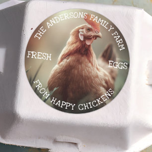 Sticker Rond Ferme familiale Custom Modèle photo Cute Chicken
